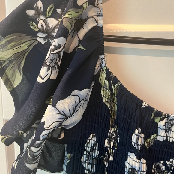 Altar'd State Navy Blue sky blue and White floral Smocked Maxi Dress - Picture 8 of 10